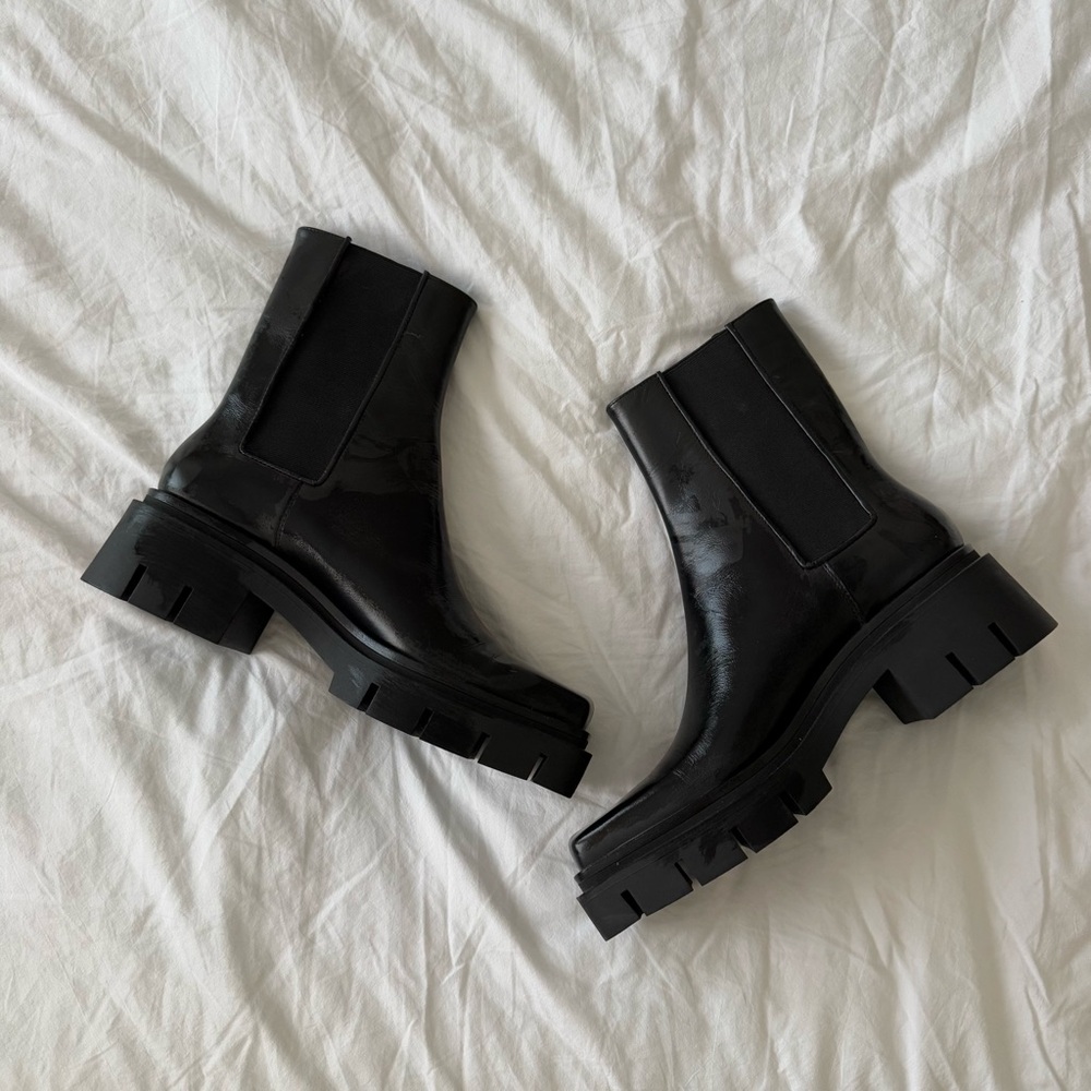 Zara Genuine Leather Chunky Ankle Boots